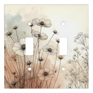 Minimalist Boho Style Wildflower Light Switch Cover