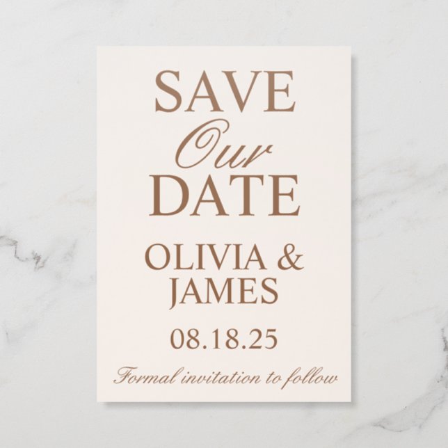 Minimalist Boho Stylish Wedding Save The Date Letterpress Photo Cards (Front)