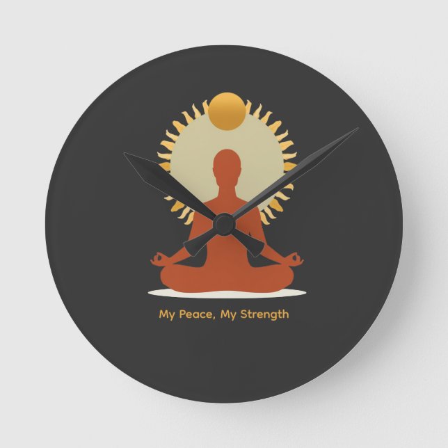 Minimalist Boho Sun Mandala Father's Day Round Clock (Front)