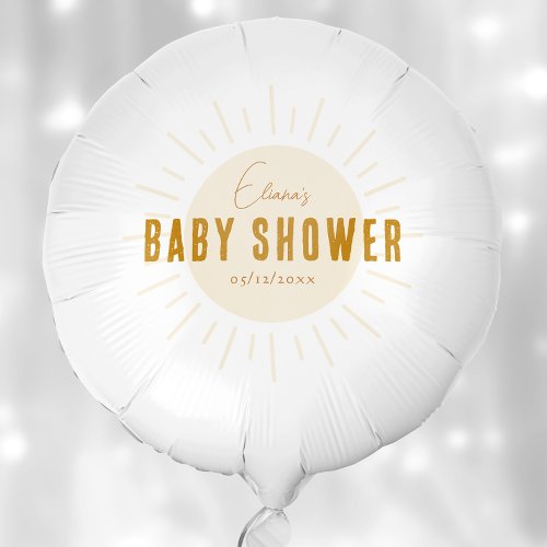 Minimalist Boho Sunshine Baby Shower Balloon