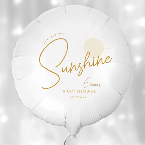 Minimalist Boho Sunshine Baby Shower Balloon