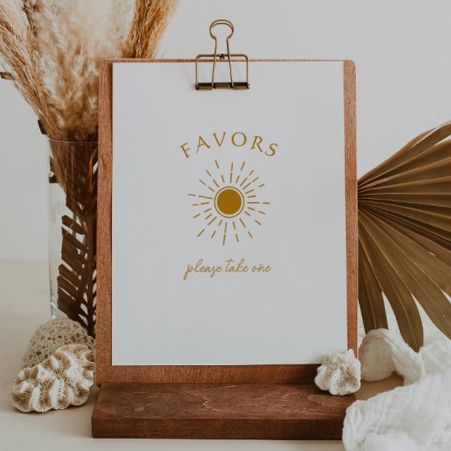 Minimalist Boho Sunshine Baby Shower Favors Sign (Creator Uploaded)