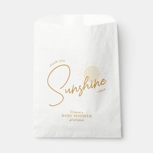 Minimalist Boho Sunshine Baby Shower Thank You Favor Bag