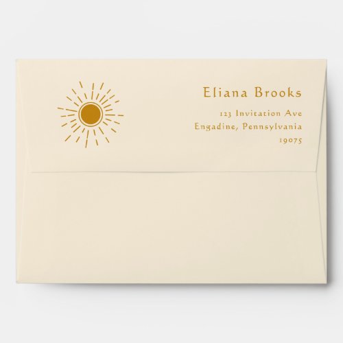 Minimalist Boho Sunshine  Beige 5x7 Baby Shower Envelope