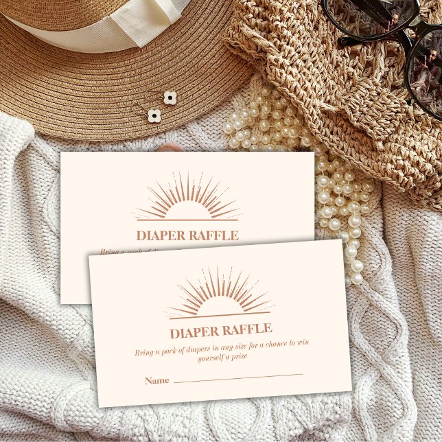 Minimalist Boho Sunshine Diaper Raffle Baby Shower Enclosure Card (Minimalist Boho Sunshine Diaper Raffle Baby Shower Enclosure Card)