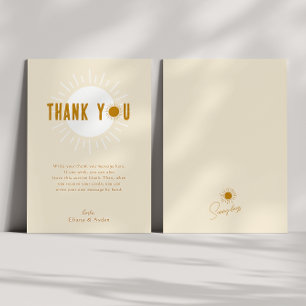 Minimalist Boho Sunshine Flat Vertical Baby Shower Thank You Card