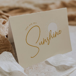 Minimalist Boho Sunshine Folded Baby Shower Letterpress Thank You Card