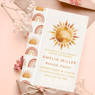 Minimalist Boho Sunshine & Rainbow Friendship Invitation