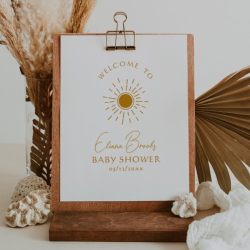 Minimalist Boho Sunshine Welcome Baby Shower Sign