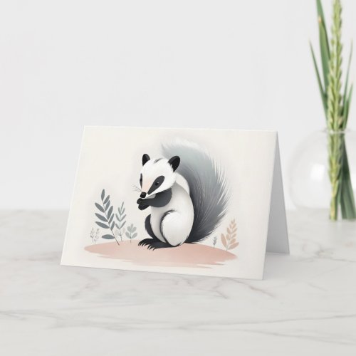 Minimalist Boho Sweet Skunk in the Woods Blank Card