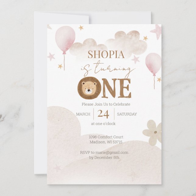 Minimalist Boho Terracotta 1st Birthday Invitation (Front)