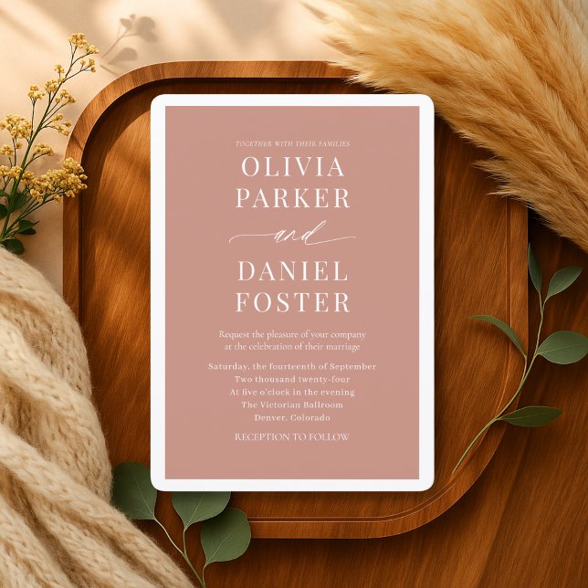Minimalist Boho Terracotta Elegant Wedding Invitation (Creator Uploaded)
