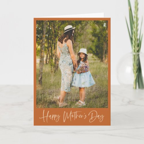 Minimalist Boho Terracotta Photo Mothers Day Card