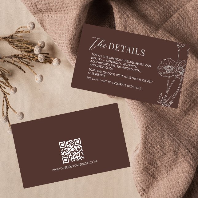 Minimalist Boho Terracotta Wedding Details Enclosure Card (Minimalist Terracotta Wedding Details Card)