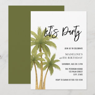 Minimalist Boho Tropical Summer Adult Birthday Invitation