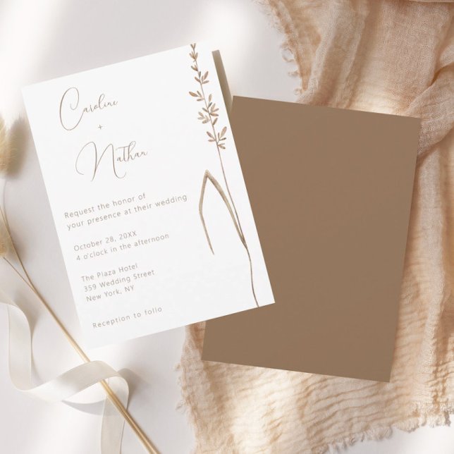 Minimalist Boho Warm Terracotta & Ivory Wedding Invitation (Creator Uploaded)