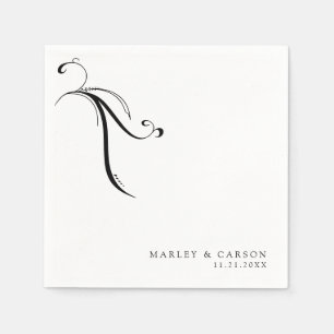 Minimalist Boho Wedding Names & Date Napkins