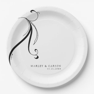 Minimalist Boho Wedding Names & Date Paper Plates