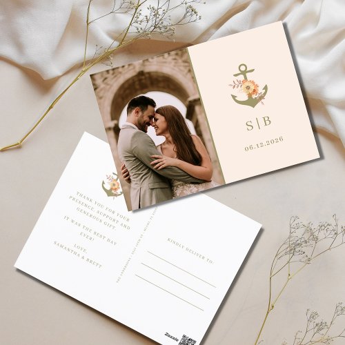 Minimalist Boho Wedding Photo Thank You  Postcard