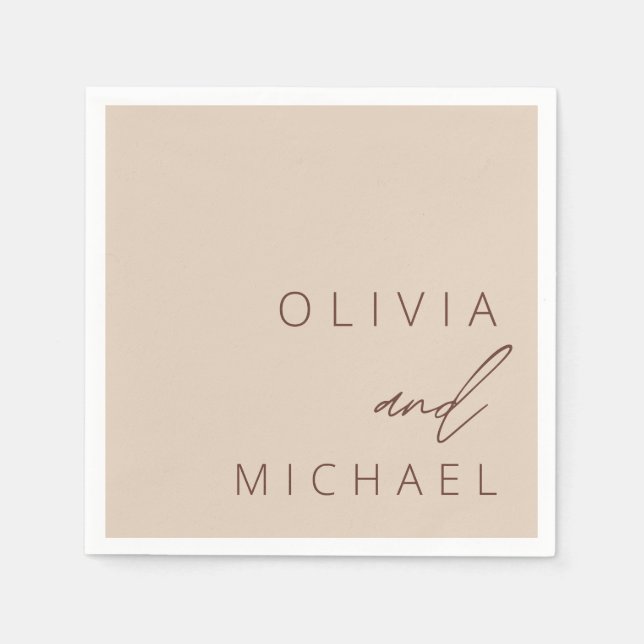 Minimalist Boho Wedding Typography Elegant Napkins (Front)