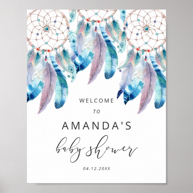 Minimalist Boho Welcome Sign Bohemian Baby Shower (Front)