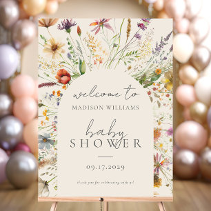 Minimalist Boho Wildflower Floral Baby Shower Sign