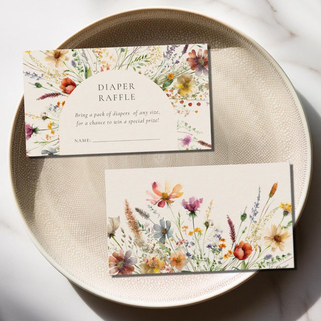 Minimalist Boho Wildflower Floral Diaper Raffle Enclosure Card (Creator Uploaded)