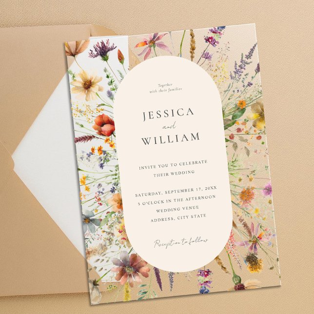 Minimalist Boho Wildflower Floral Wedding Acrylic Invitations (Creator Uploaded)