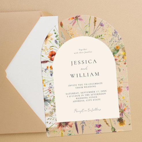 Wedding Invitations - Pink Dramatic personalized gifts for you Minimalist boho wildflower floral acrylic wedding invitation