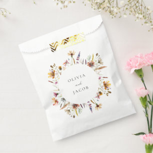 Minimalist Boho Wildflower Floral Wedding Favor Bag