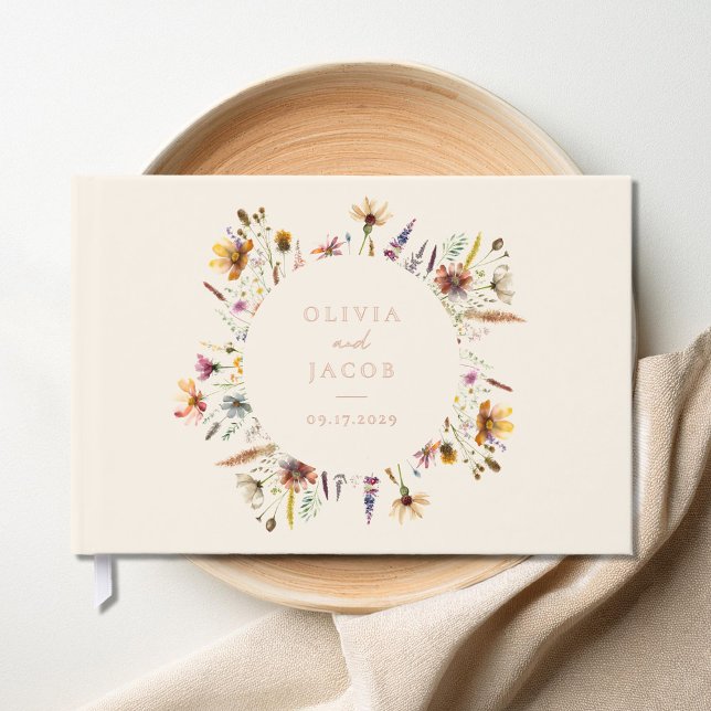 Minimalist Boho Wildflower Floral Wedding Foil Guest Book (Creator Uploaded)