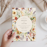 Minimalist Boho Wildflower Floral Wedding Invitation<br><div class="desc">Modern minimalist wedding invitation featuring simple design,  elegant style calligraphy and boho wildflower watercolor floral design.</div>