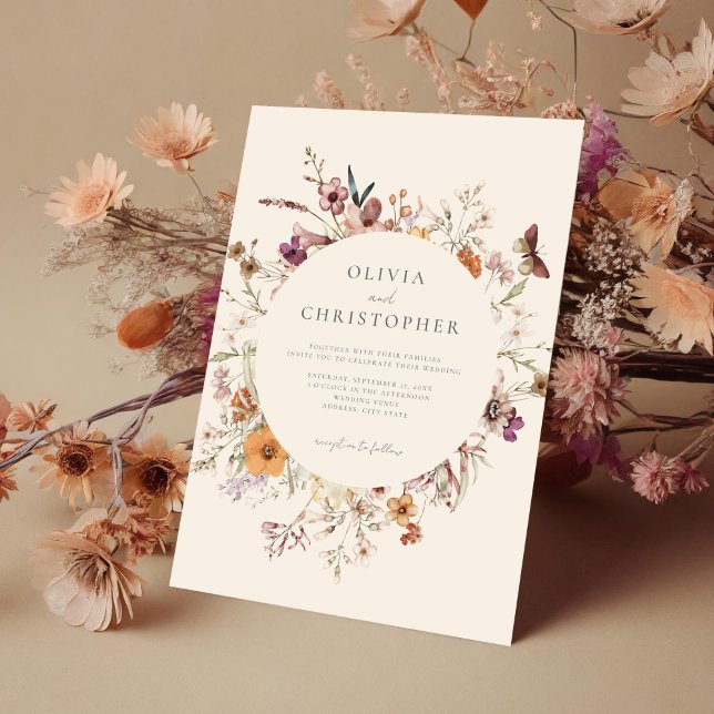 Minimalist Boho Wildflower Floral Wedding Invitation (Creator Uploaded)