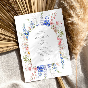 Minimalist Boho Wildflower Floral Wedding Invitation