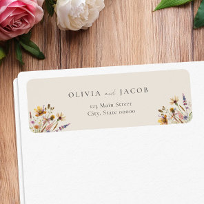 Minimalist Boho Wildflower Wedding Return Address Label
