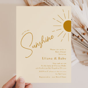 Minimalist Boho You Are My Sunshine Baby Shower Invitation