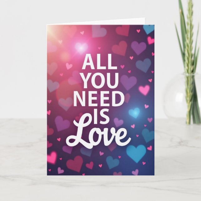 Minimalist Bokeh Hearts Love Card (Front)