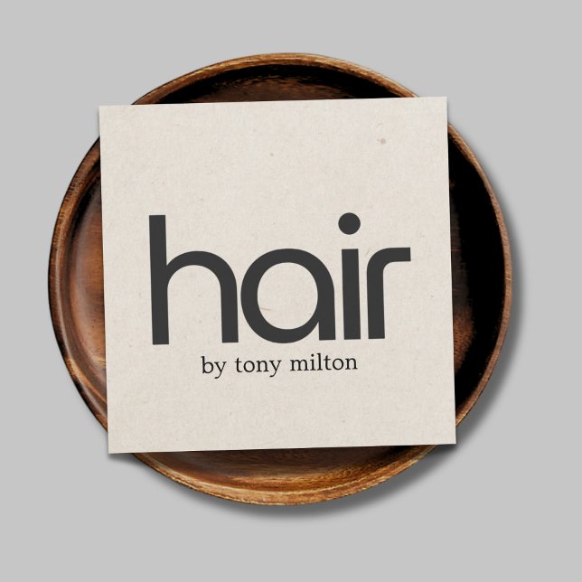 Minimalist Bold Beige Natural Black Hair Salon Square Business Card (Creator Uploaded)