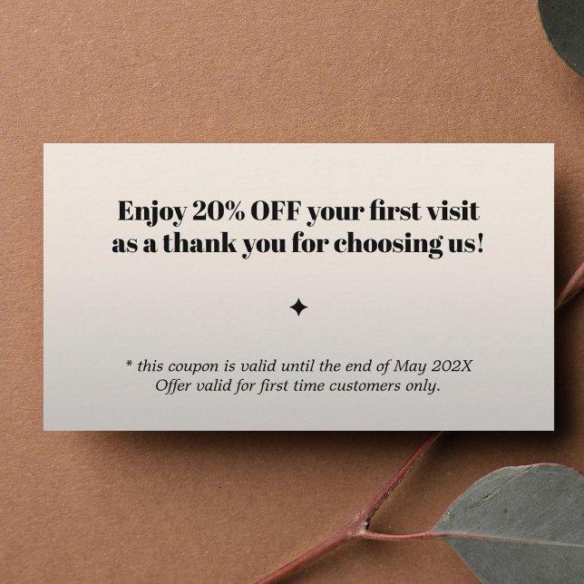 Minimalist Bold Black Faux Silver Salon Coupon (Creator Uploaded)