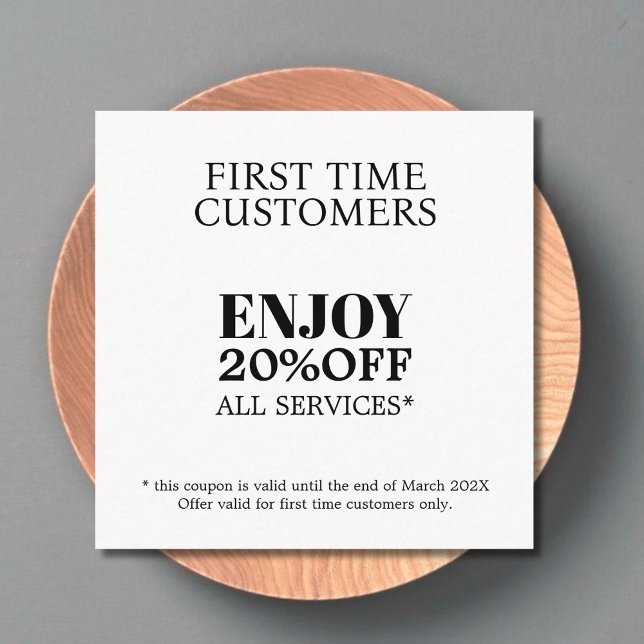 Minimalist Bold Black White Salon First Time Discount Card (Creator Uploaded)