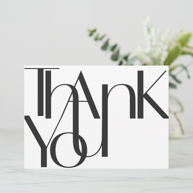 Minimalist Bold Black White Thank You Card (Standing Front)