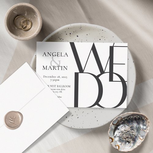 Minimalist Bold Black White Wedding Invitation