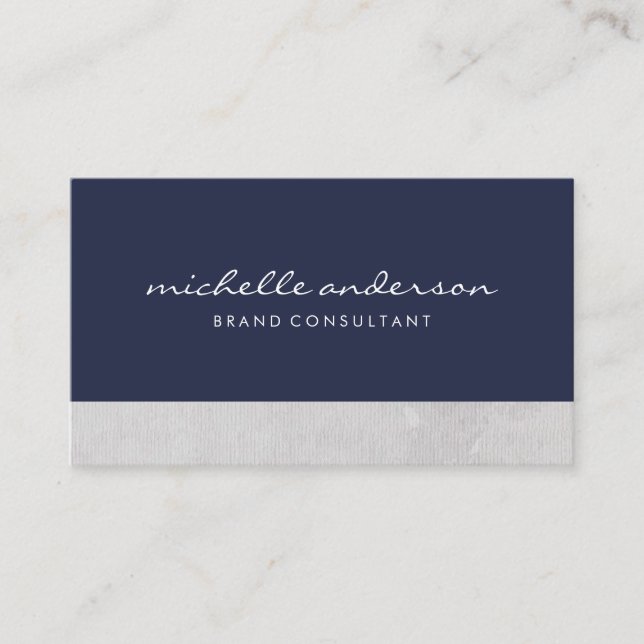 Minimalist Bold Blue Cursive Text Business Card (Front)