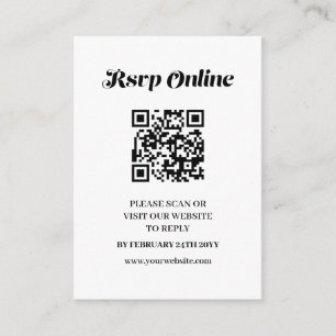 Minimalist Bold Calligraphy White Wedding RSVP Enclosure Card