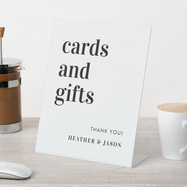 Minimalist Bold Cards and Gifts Reception Pedestal Sign (In SItu)