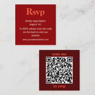 Minimalist Bold Cherry Red Wedding RSVP Enclosure Card