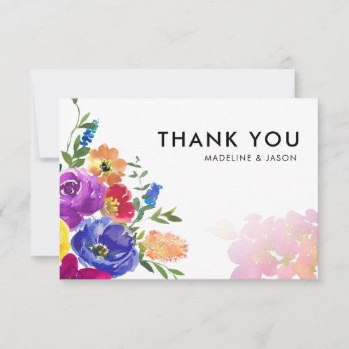 Minimalist Bold Color Floral Wedding Note Card