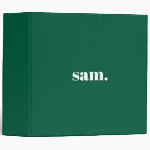 Minimalist bold custom text green 3 ring binder