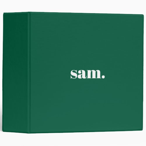 Minimalist bold custom text green 3 ring binder