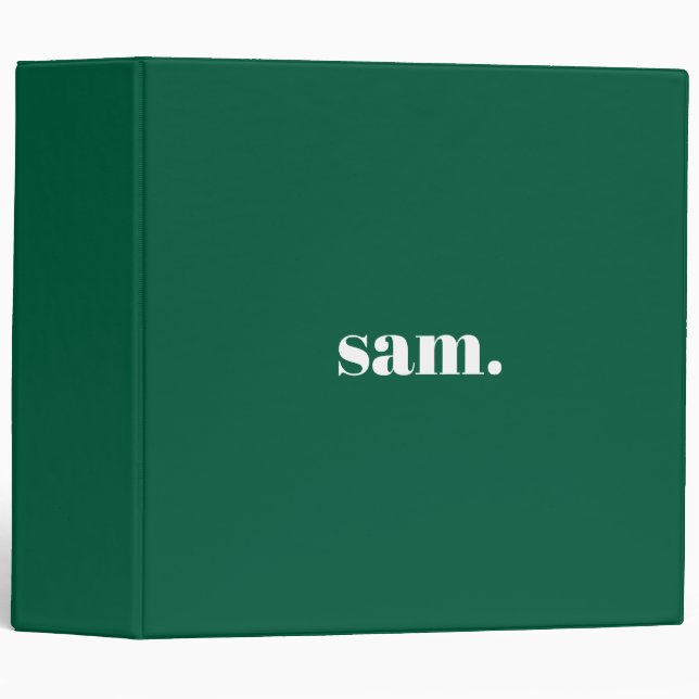 Minimalist bold custom text green 3 ring binder (Front/Spine)
